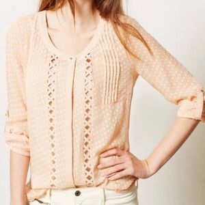 ANTHROPOLOGIE MEADOW RUE Adoria Silk Blouse Small